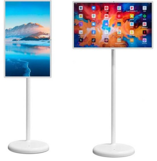 스탠드가 있는 올인원 안드로이드 휴대용 TV 21.5인치 1080P 터치스크린 스마트 모니터 6GB128GB 내장 카메라 및 배터리 이동식 바닥 디스플레이