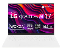 LG전자 2025 그램 Pro 17 AI 코어Ultra5 인텔 지포스 RTX 4050 WQXGA 애로우레이크에센스 화이트 · 512GB · 32GB · WIN11 Home · 17Z90TR-SAFWK