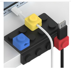 신지모루 조립형 블록 케이블 홀더, 1세트, 블랙 + 레드 + 옐로우 + 블루