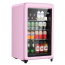 레트로 음료 냉장고 3.2 큐빅 피트 미니 유리문 빈티지 독립형 사무실 바 가정용 조절 가능한 선반 온도 조절기 핑크