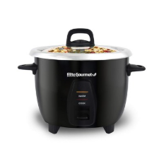 Elite Gourmet ERC2001BX 10컵 전기 밥솥 304 수술용 등급 스테인리스 스틸 내부 냄비 수프 스튜 죽 곡물 및 시리얼 만들기 123692