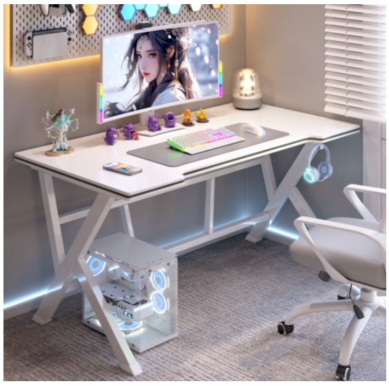 카본 패턴 1인용 게이밍 컴퓨터 철제책상 사무용책상 헤드셋거치대 포함