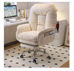 BYOU 편한 컴퓨터 의자 뒤쪽 조절 가능 게이밍의자 사무용 리클라이너 의자+발판, 1개, 흰색