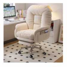 BYOU 편한 컴퓨터 의자 뒤쪽 조절 가능 게이밍의자 사무용 리클라이너 의자+발판, 1개, 흰색